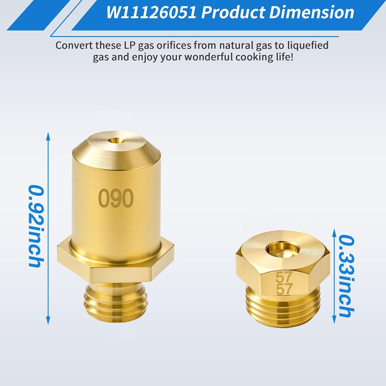 2PCS Orifices W11126051 W10566537 Gas Range LP Conversion Kit Fit for Amana for Ikea for Maytag for Whirlpool WFG550S0HZ2