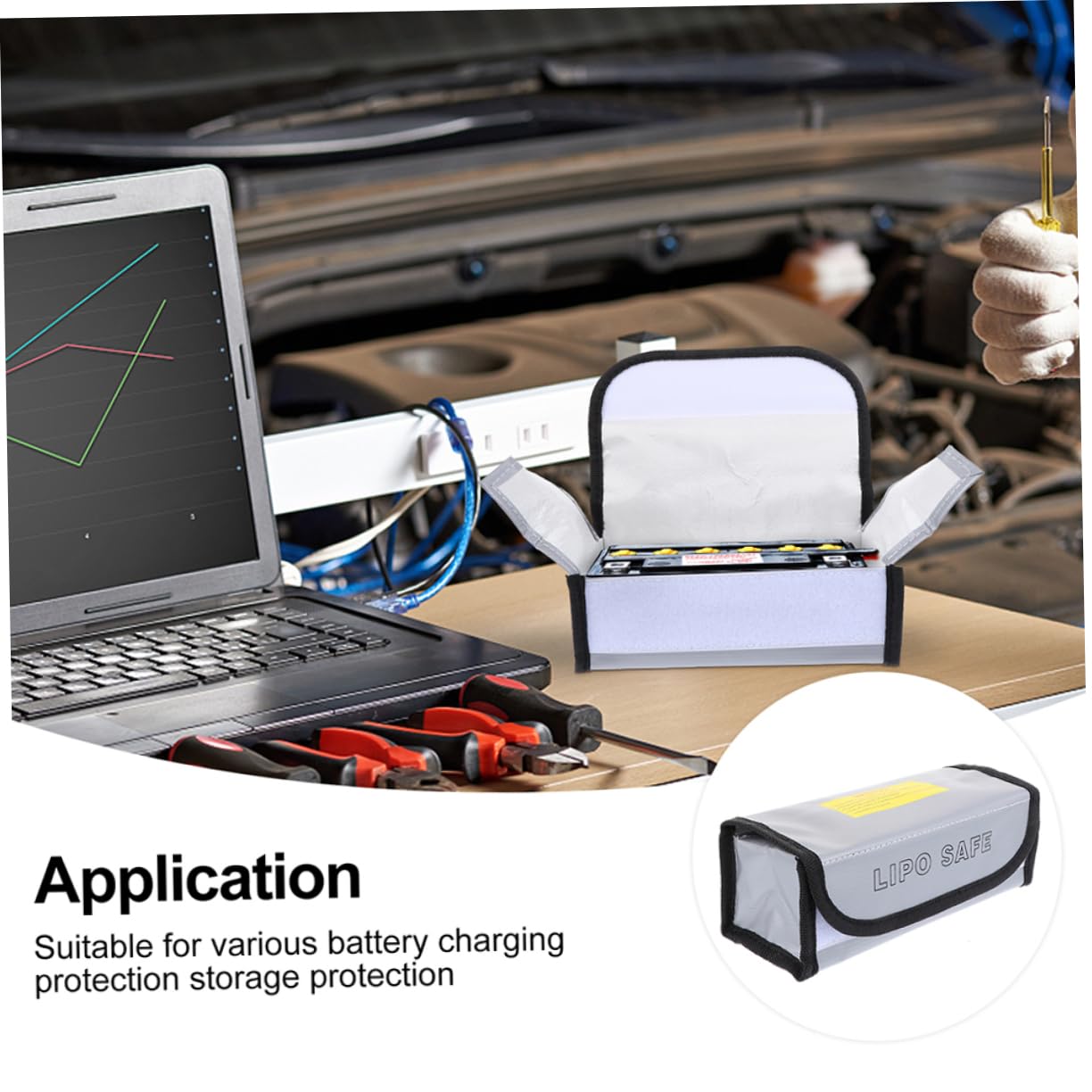 POPETPOP 6pezzi Battery Safety Pouch Con Protezione Antincendio Sacchetto Antideflagrante Per Batterie Lipo Porta Batteria Leggero e Pratico Per Viaggi e Stoccaggio