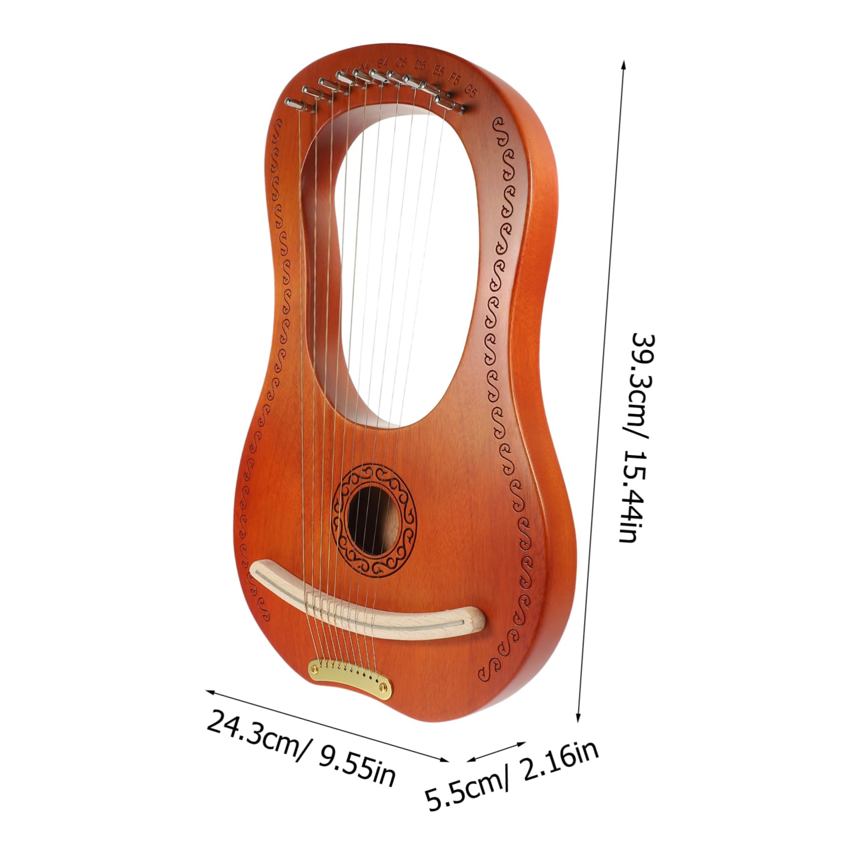 Totority 10-string Lyre Harp Made of Solid Wood Harp Tuning Wrench Perfect for Boys and Girls Adults Random Color