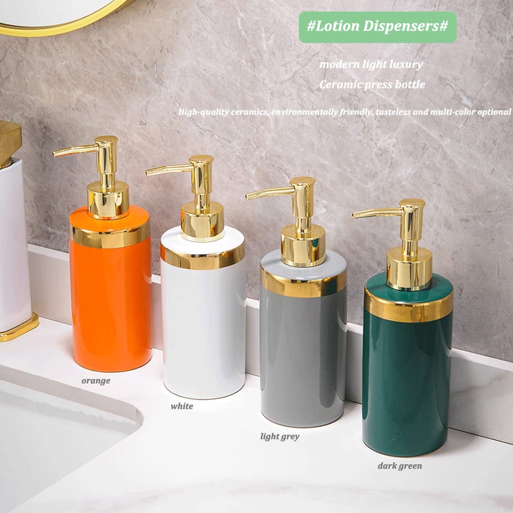 Dispenser di Sapone in Ceramica da 12 once/350 ml, Dispenser di Sapone per Le Mani Easy Press, per Uso in Cucina e Bagno, Dispenser di lozione da banco, flacone