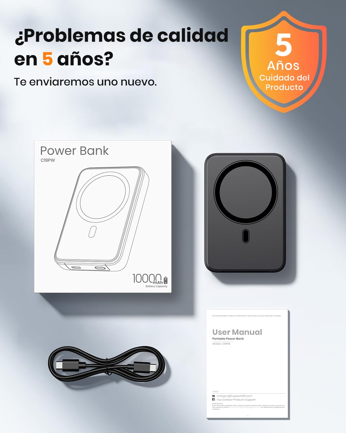 A ADDTOP mag-Safe Mini Power Bank Slim, 10000mAh Magnético Bateria Externa Inalámbrico, 20W PD Carga Rapida, Cargador Portátil con Pantalla LED para iPhone 17/16/15/14/13/12