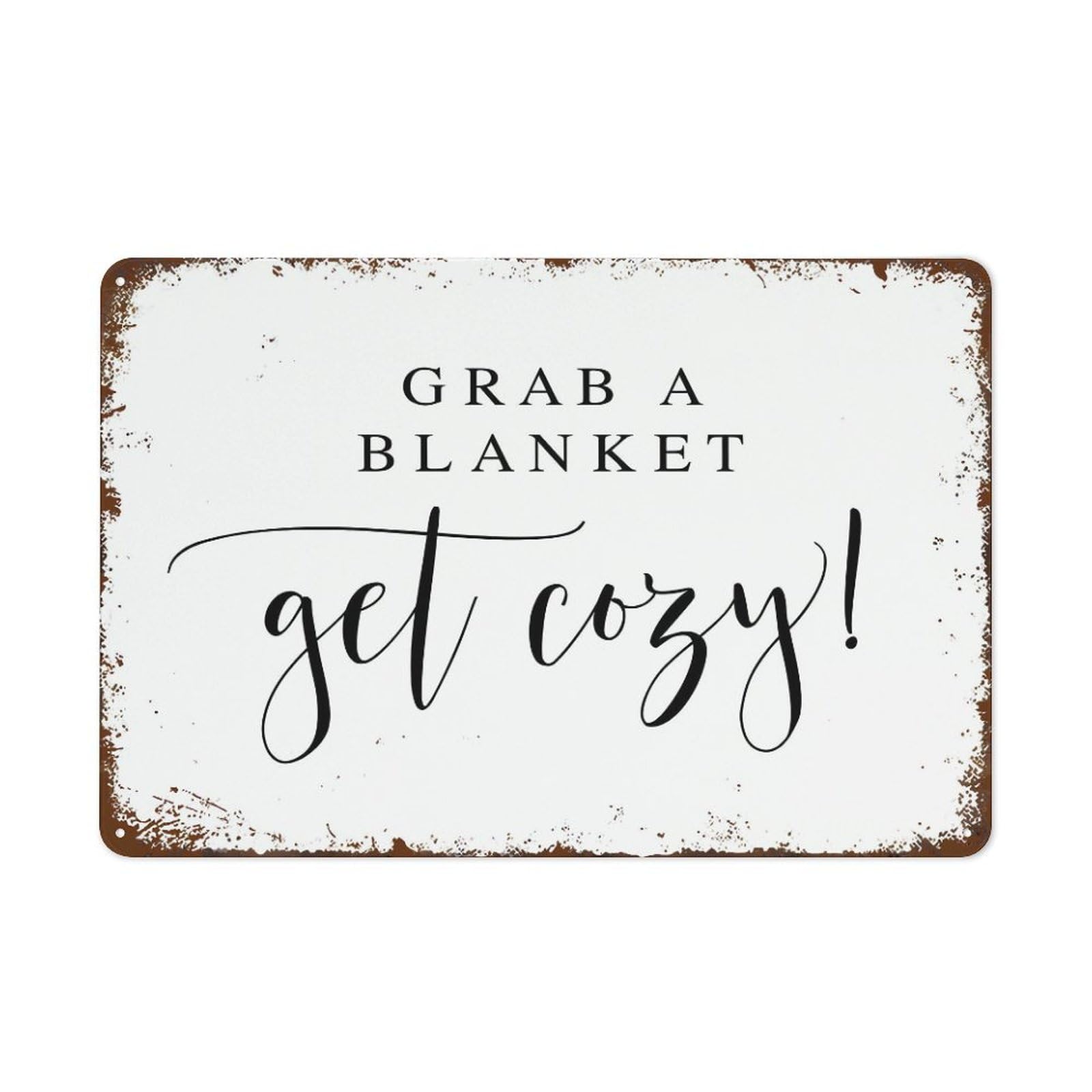 SMAZDFXX Grab A Blanket And Get Cozy Funny Wall Decor Vintage Metal Tin Sign Plaque For Man Cave Bar Pub Club Home Room Poster 5.5"x8"