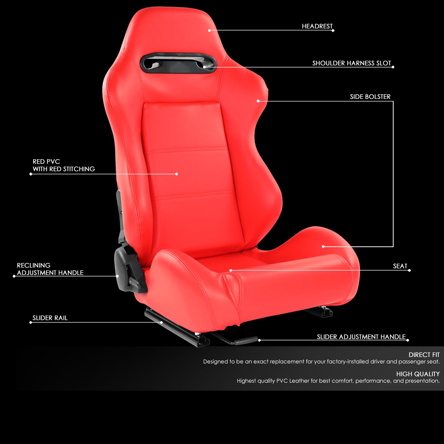 Amazon.com: DNA MOTORING Pair of Universal Reclinable Racing Seats