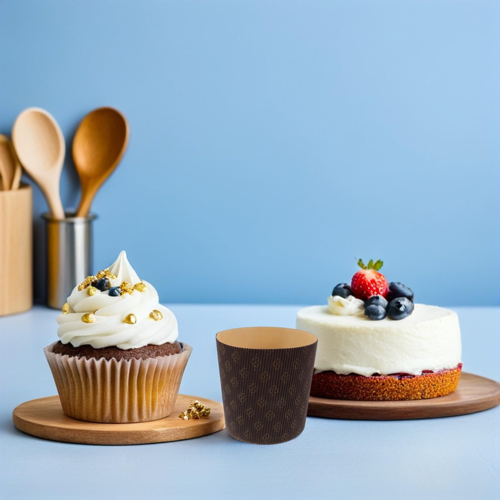SECFOU Molde de Papel para Panettone 30 Piezas, Resistente Grasa, y Uniforme para Hornear, Adecuado para Celebraciones y Postres Festivos