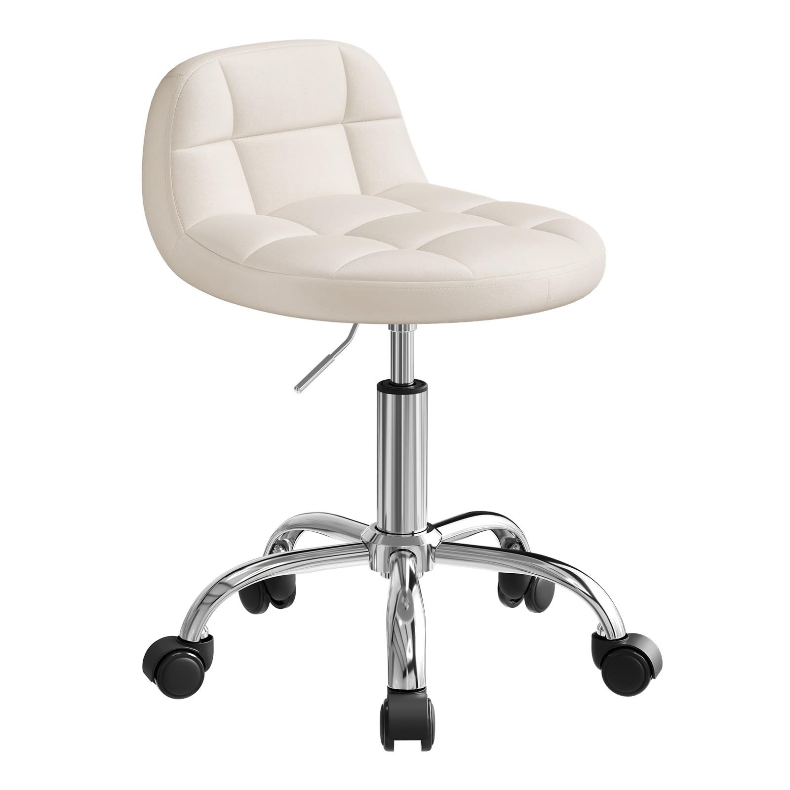 WOLTU Bürohocker mit Rollen, Schminktisch Stuhl höhenverstellbar, Rollrocker mit niedriger Rückenlehne, Arbeitshocker, Sitzhöhe 43,5-55 cm, BS131