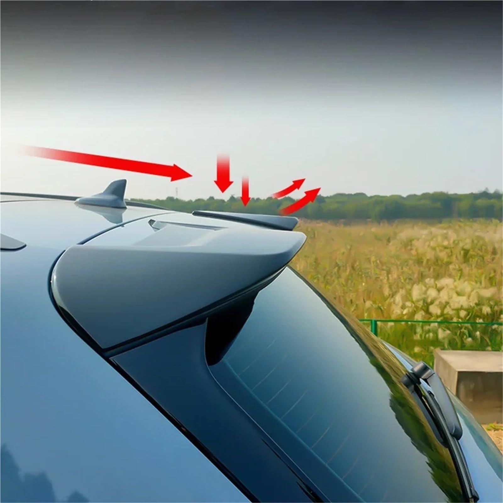 ABT styl tylny Spoiler dachowy ogon skrzydło akcesoria samochodowe kompatybilny dla Audi Q5 Q5L SQ5 2018 2019 2020 2021 2022 2023 2024(Carbon Look)