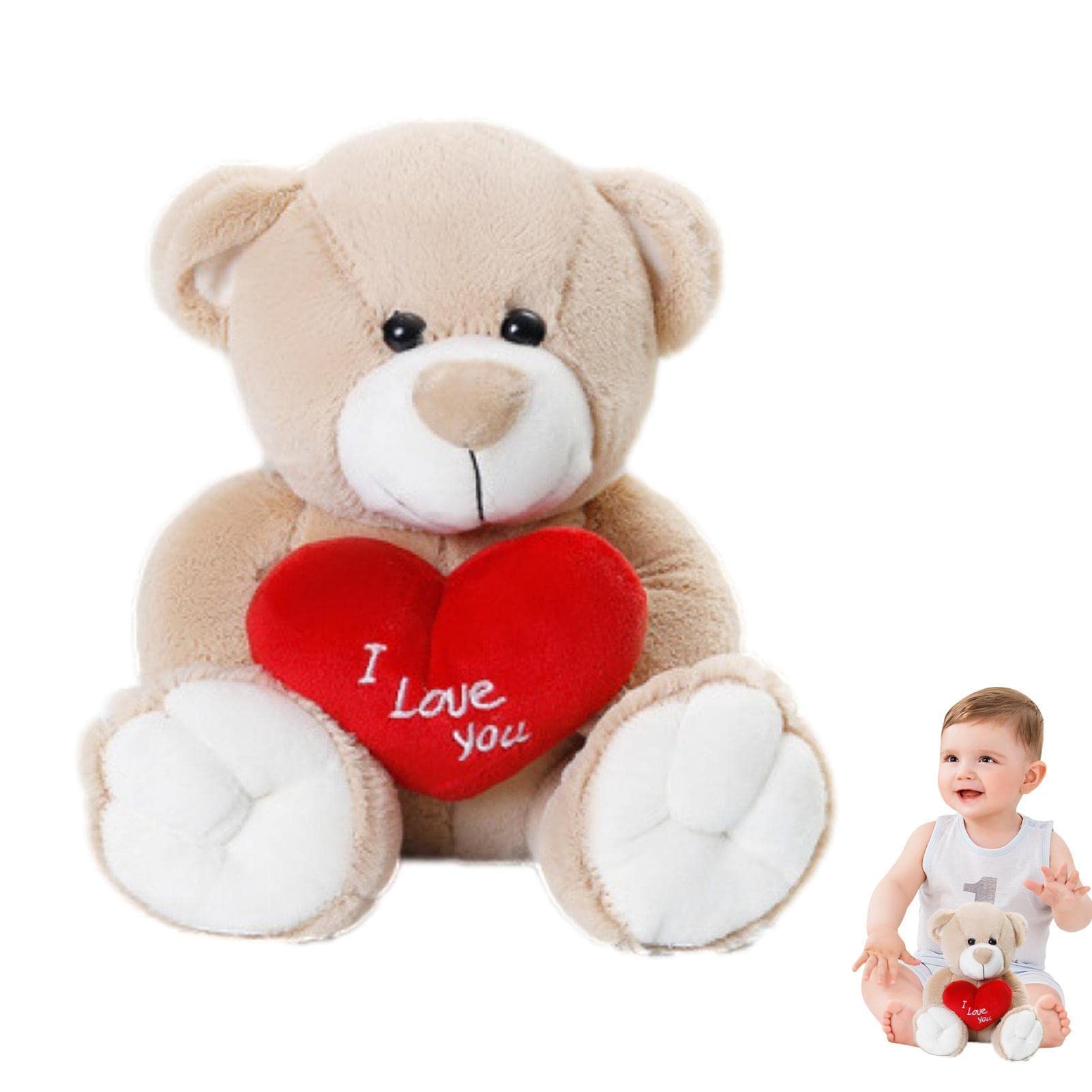 Teddy beer knuffel van zachte pluche - met liefdes hartje - 30 cm