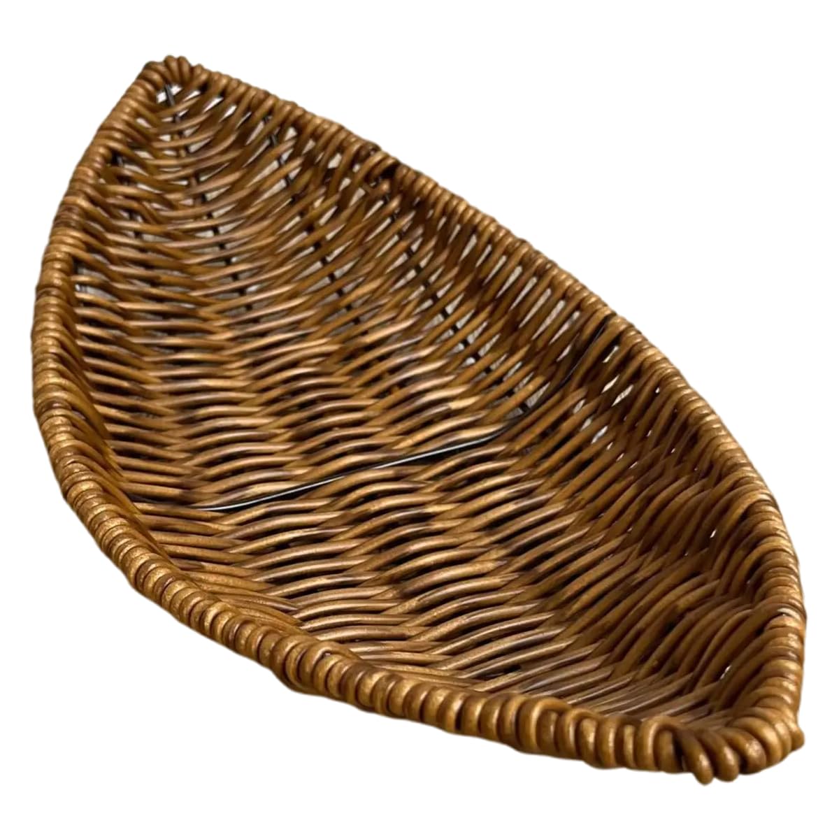 Queenbox 11x5.5in Arc Faux Rattan Storage Basket, Woven Bread Basketry for Fruit Vegetable Flower Food Serving Pantry Restaurant Display