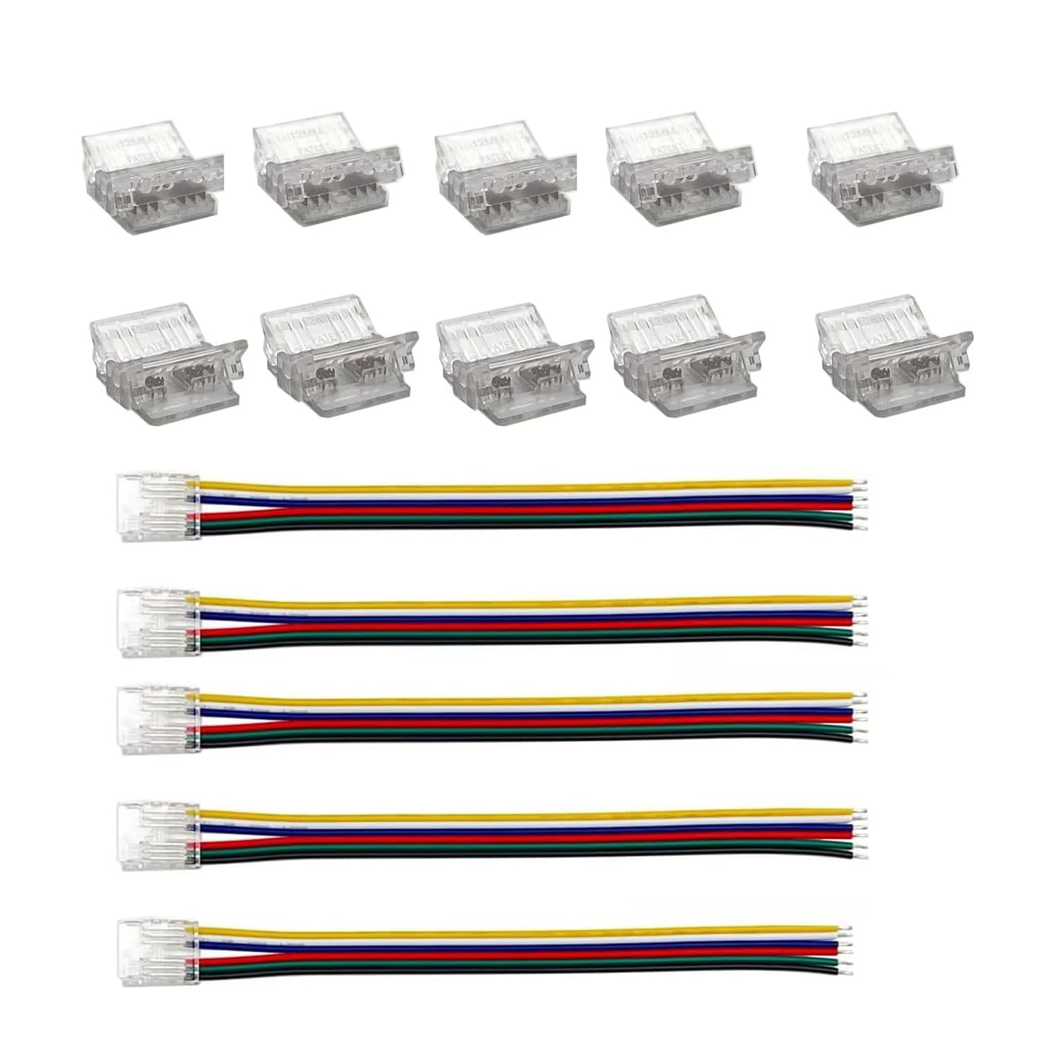 SHAOYAYAZHANG RGBWW 6-pin 12mm LED Strip Package, 5 Strips for Wire，5Strips for Wire, 5Single Ended with Connector Suitable for Terminal Expansion
