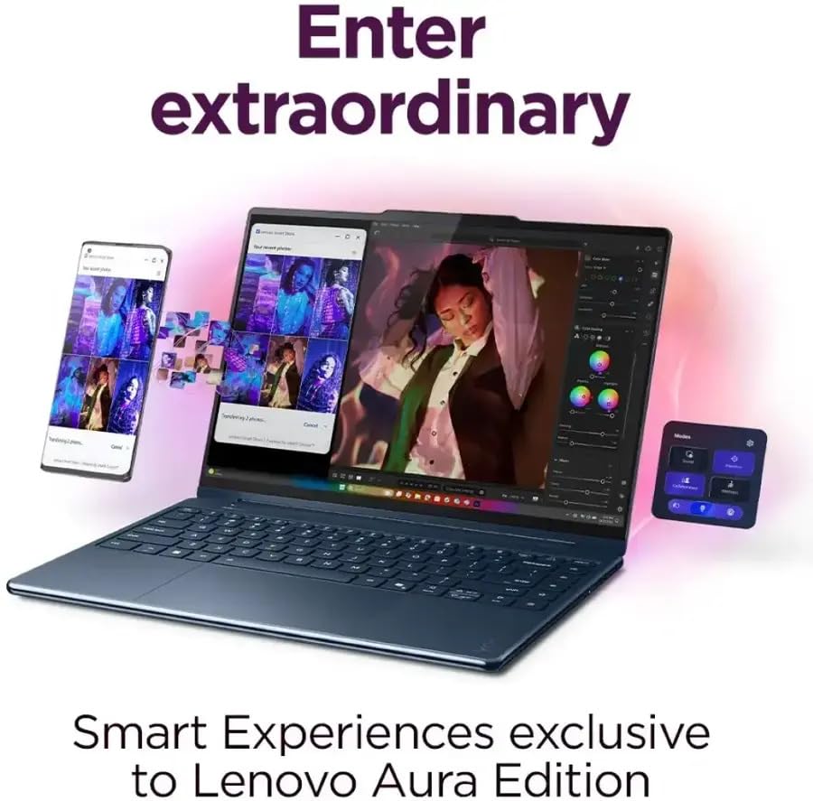 Image of Lenovo Yoga 9i 2-in-1 Aura Edition 14 inch Copilot+ Laptop (2025) - Intel Ultra 7 258V 8-Core, 32GB RAM, 1TB M.2 NVMe SSD, 14.0 inch 2.8K OLED Touchscreen 1100-Nits, Windows 11 Pro - Cosmic Blue