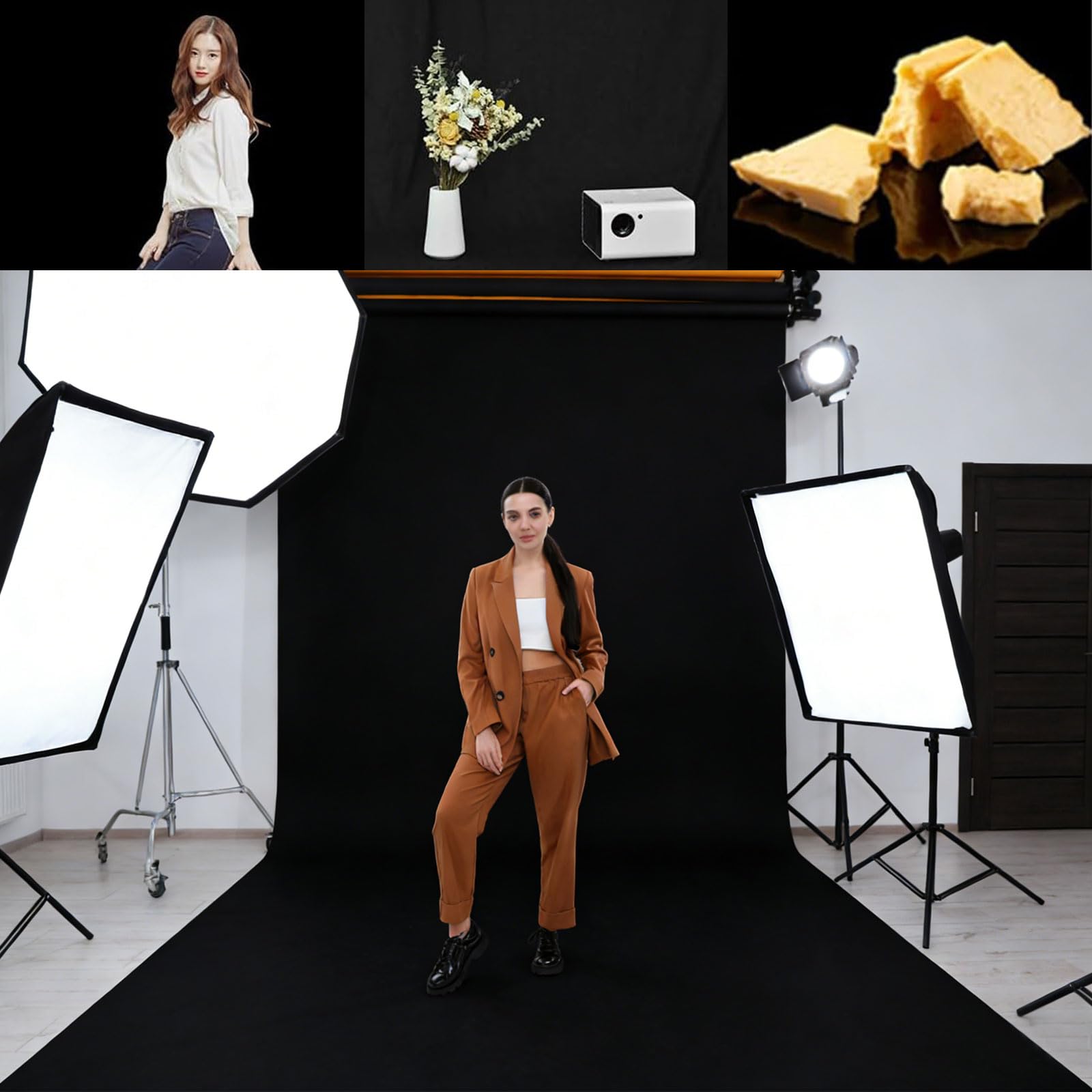 Sfondo fotografico nero, 3 x 6 m, grande sfondo fotografico pieghevole, in poliestere, lavabile, per fotografia, video, fotografia di moda, matrimoni, feste e compleanni