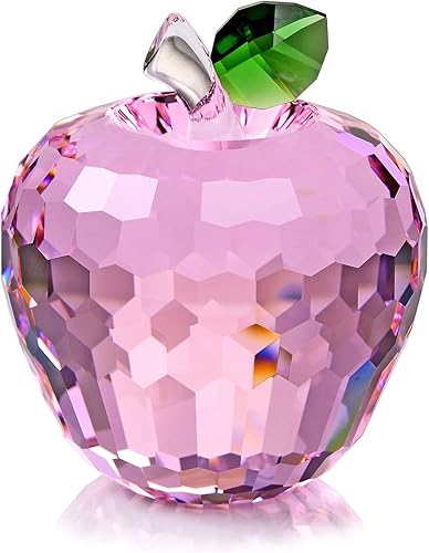 DOJOZ Pisapapeles de cristal de manzana, regalos de cumpleaños, decoraciones artesanales para el hogar, adornos coleccionables (morado)