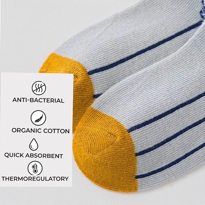 Image of WKLOUYHE Kid's Boy's Cotton Anti Slip Grip Socks(Colors & Print May Vary) (Pack of 5) Multicolour
