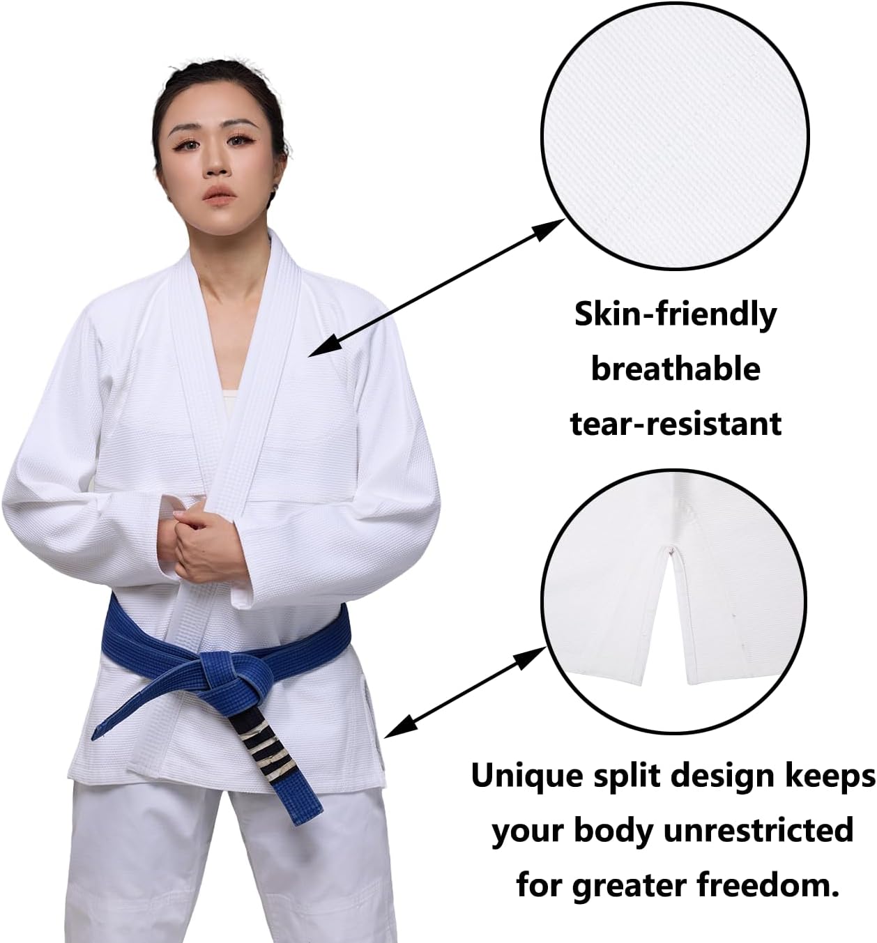 JUST YEARN BJJ GI, Teen Girls & Women IBJJF for women Brazilian Jiujitsu Gi kimono Pre-washed Fabric Belt Not Included.