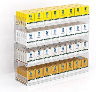 Transparent Cigarette Display Rack - Automatic Pushers for Stores, Supermarkets, Coffee Shops & Bars - Clear Plastic Case - Size: 74.5x16x35.1cm - Retail Showcase Solution