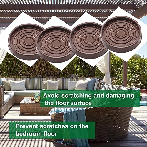 Smseace E-N1-052 3X3 Caster Cups, Furniture Cups Brown Round Rubber Castor Cups thumb #4