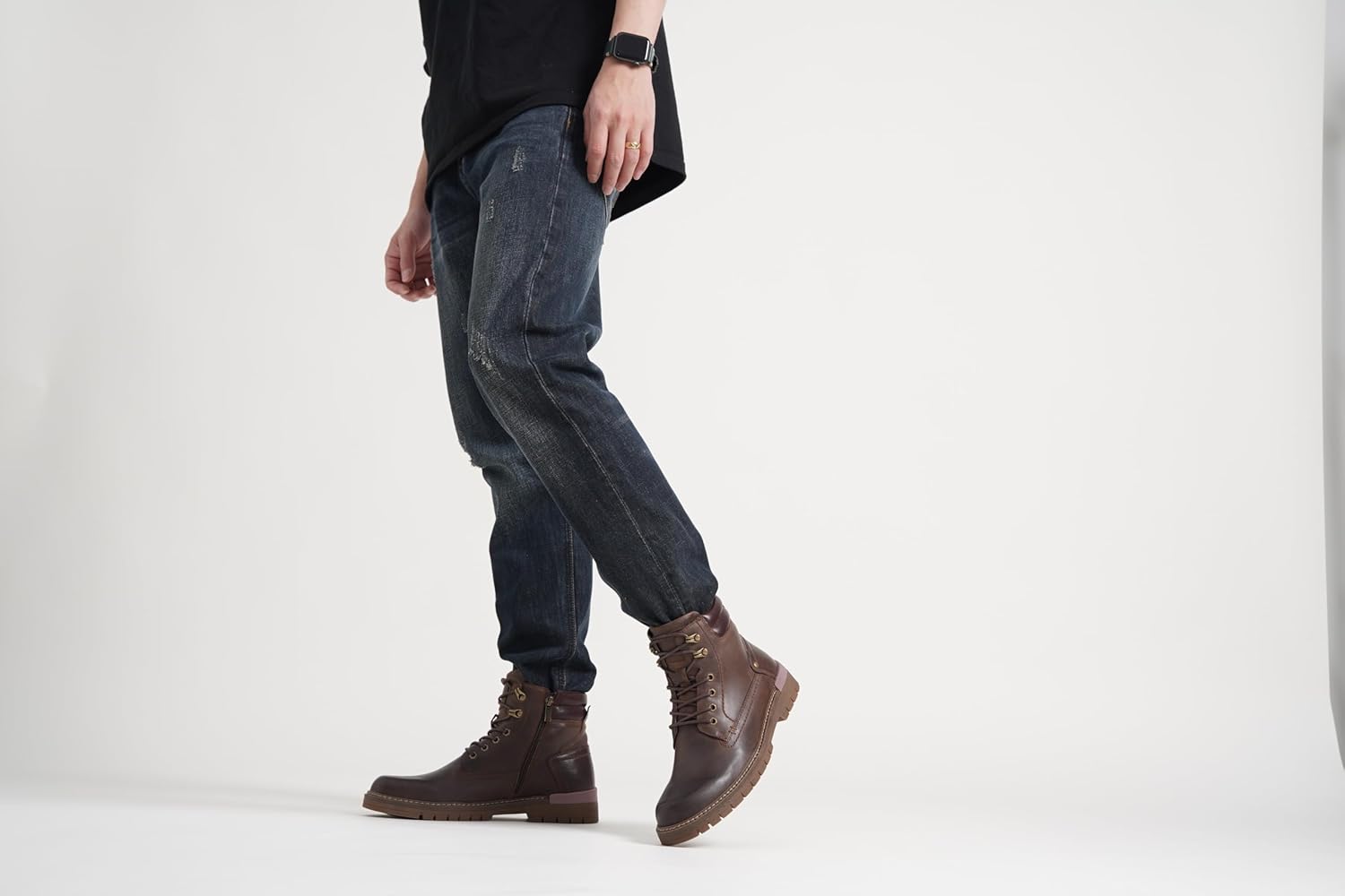 Jousen メンズブーツ プレミアムレザー カジュアルブーツ ハイキング チャッカ オートバイブーツ 男性用, 8140a-プレミ