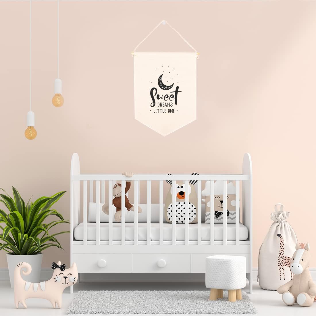 Andaz Press Sweet Dreams Little One Baby/Child Wall Mount Banner, 11 x 14 inches, Canvas, Lightweight, Baby Shower, Room Decor