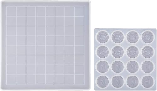 Longlasting Molde de resina de damas, molde de silicona hecho a mano, molde de damas internacional, molde transparente, tablero de juego, molde de