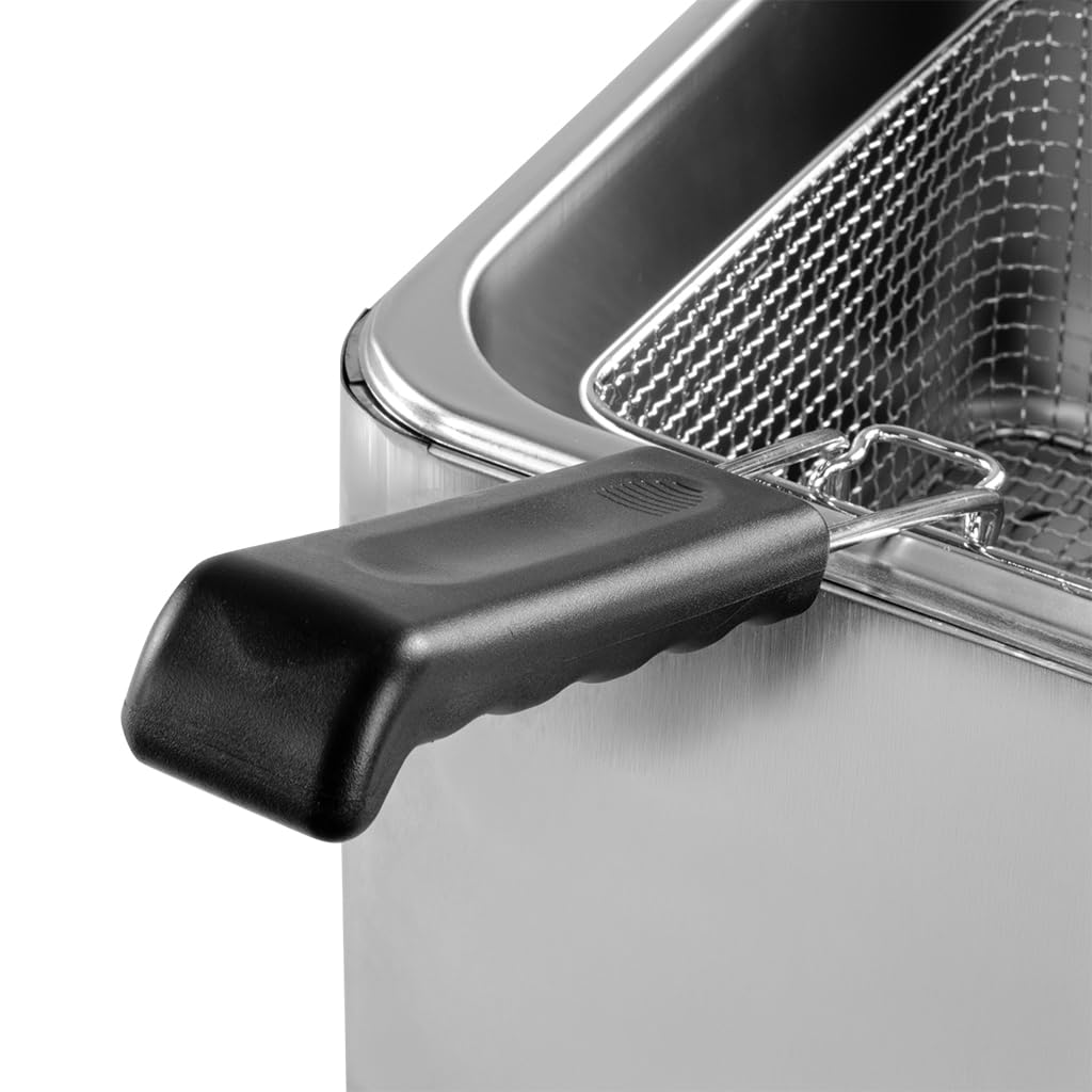 Mega-M Friggitrice elettrica a camera singola da 4 l, 2 kW, regolabile con coperchio, 22 x 40 x 30 cm, acciaio inox 230 V