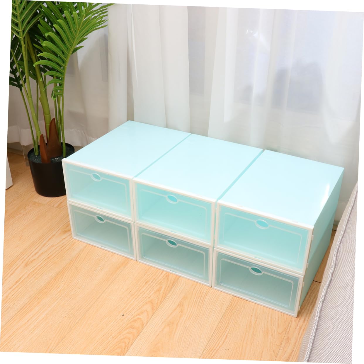 Cabilock Scatole per Scarpe con Porta Chiara Trasparenti in Plastica Impilabili 6 Pezzi Design Salvaspazio per Ingresso e Organizzazione Scarpe Uomo