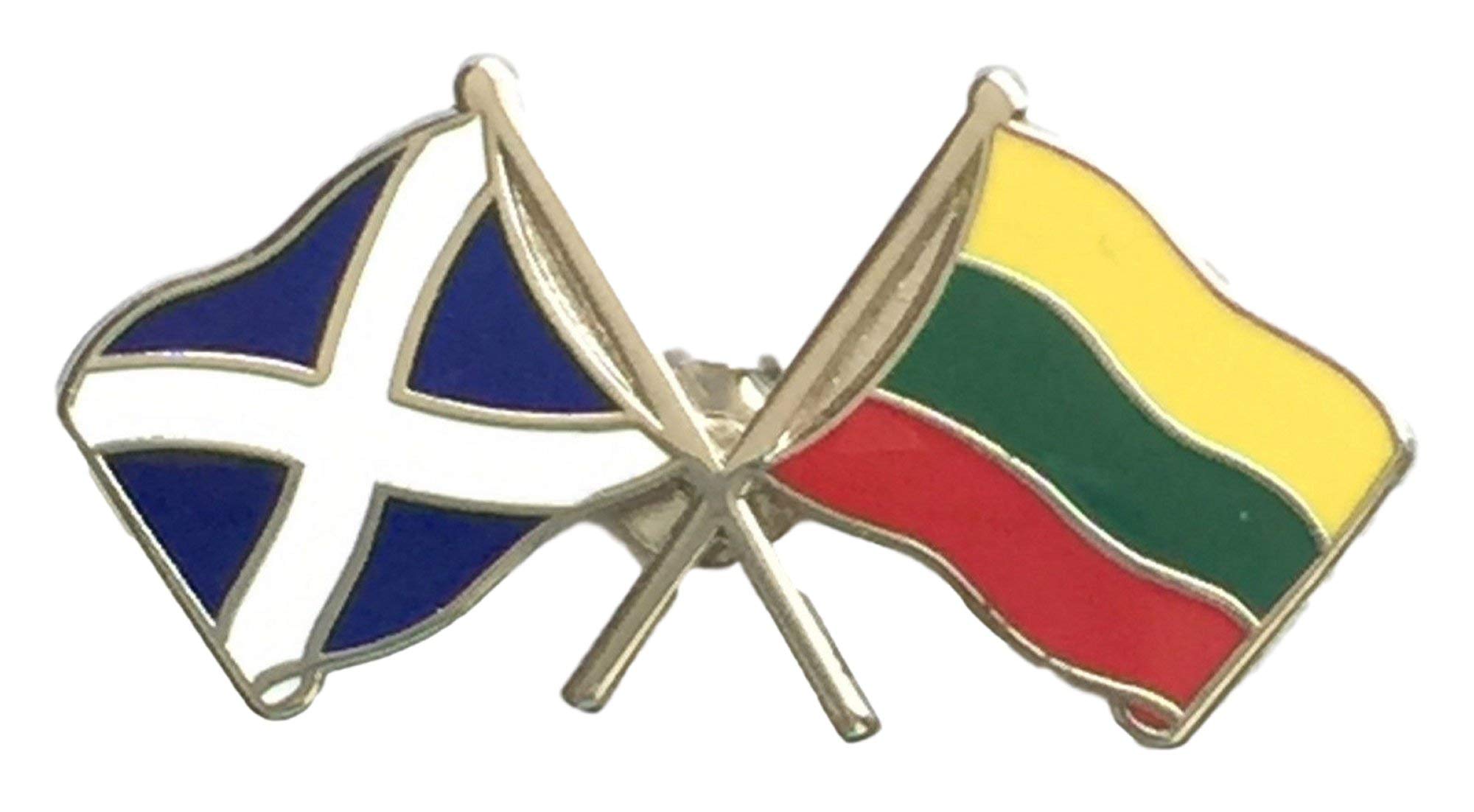 Scotland & Lithuania Flags Friendship Courtesy Enamel Lapel Pin Badge T1048