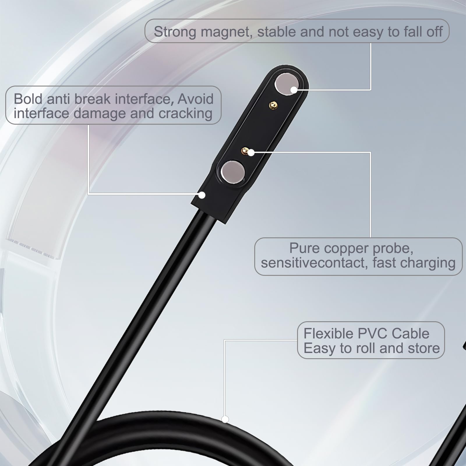 Caricabatterie magnetico per smart watch, compatibile con Cosmo Jrtrack 4/Jrtrack 3/Jrtrack 2/Jrtrack/Jrtrack SE, caricabatterie magnetico portatile di ricambio USB (nero, 2 pezzi)