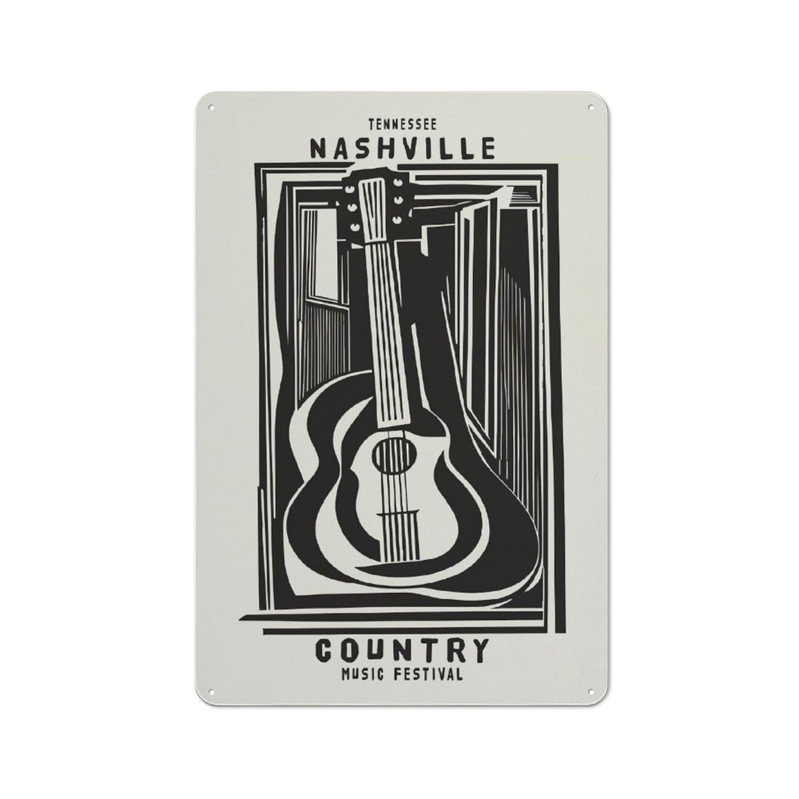 Metal Gift Sign with Nashville Country Design 30x20cm, Character Room Wall Plaque for Flat, Dorm Room, Lounge Or Cafe