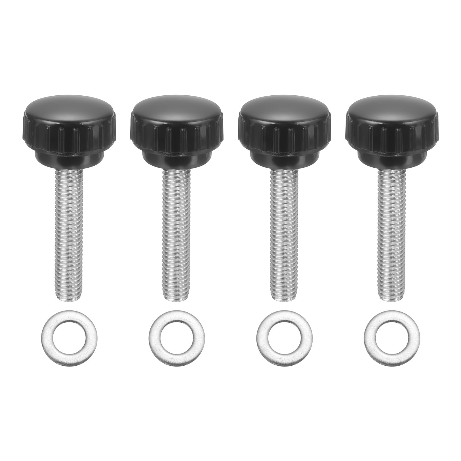 sourcing map 4Pcs Knurled Clamping Knobs, M8 x 40mm Metric 304 Stainless Steel Male Thread Thumb Screws 25mm Width Knurled Handle Bolts Grip with Washers for Machine Umbrella Base Replacement