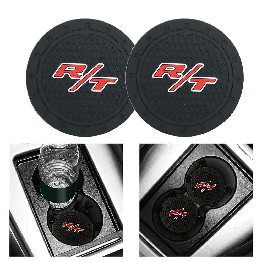 2 Pcs Car Cup Holder Coaster for Dodge RT R/T Challenger Charger Avenger Durango Etc Accessories,2.75 Inch Diameter Anti Slip Mat Auto Interior Pad (forRT2)