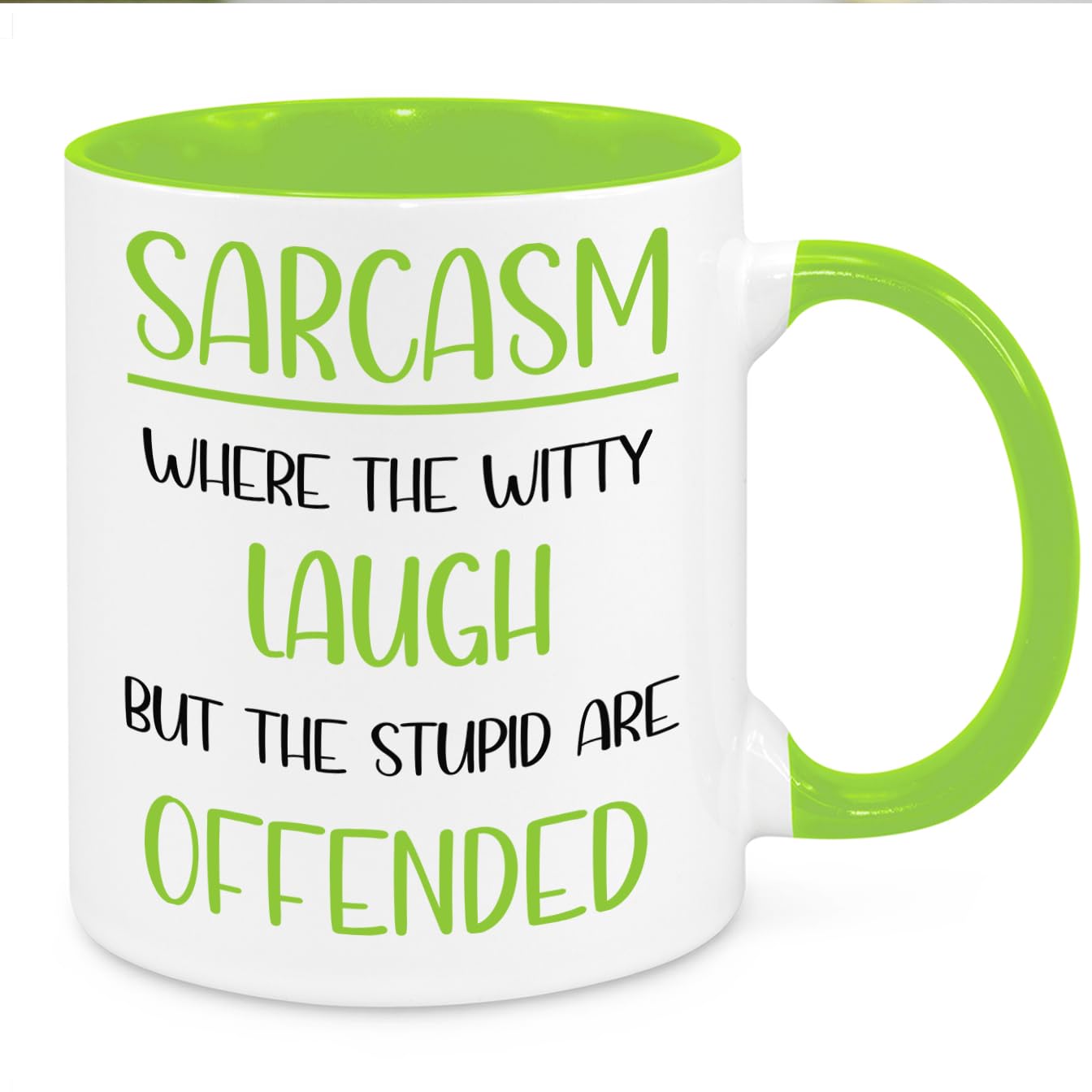 Sarcasm Explanation Mug - Funny Novelty Gift Silly Present Mug Birthday Christmas for Mum Dad Friend Sister Brother Grandparents for Man Woman Secret Santa Work Quotes (Green)