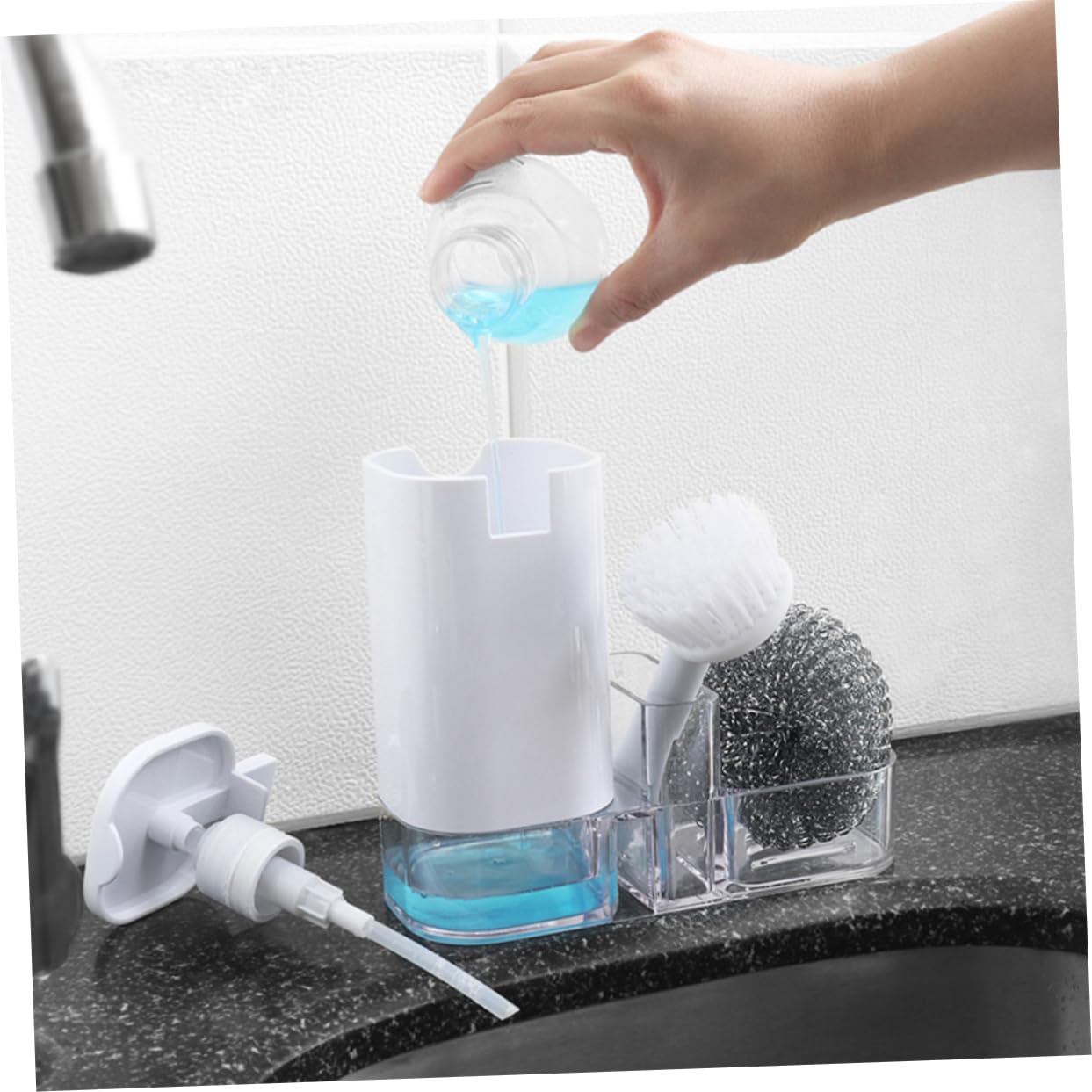 BESTYASH Complete Kitchen Cleaning Set Steel Wire Ball Brush Bristle Brush Scouring Pad Holder Kitchen Gadgets