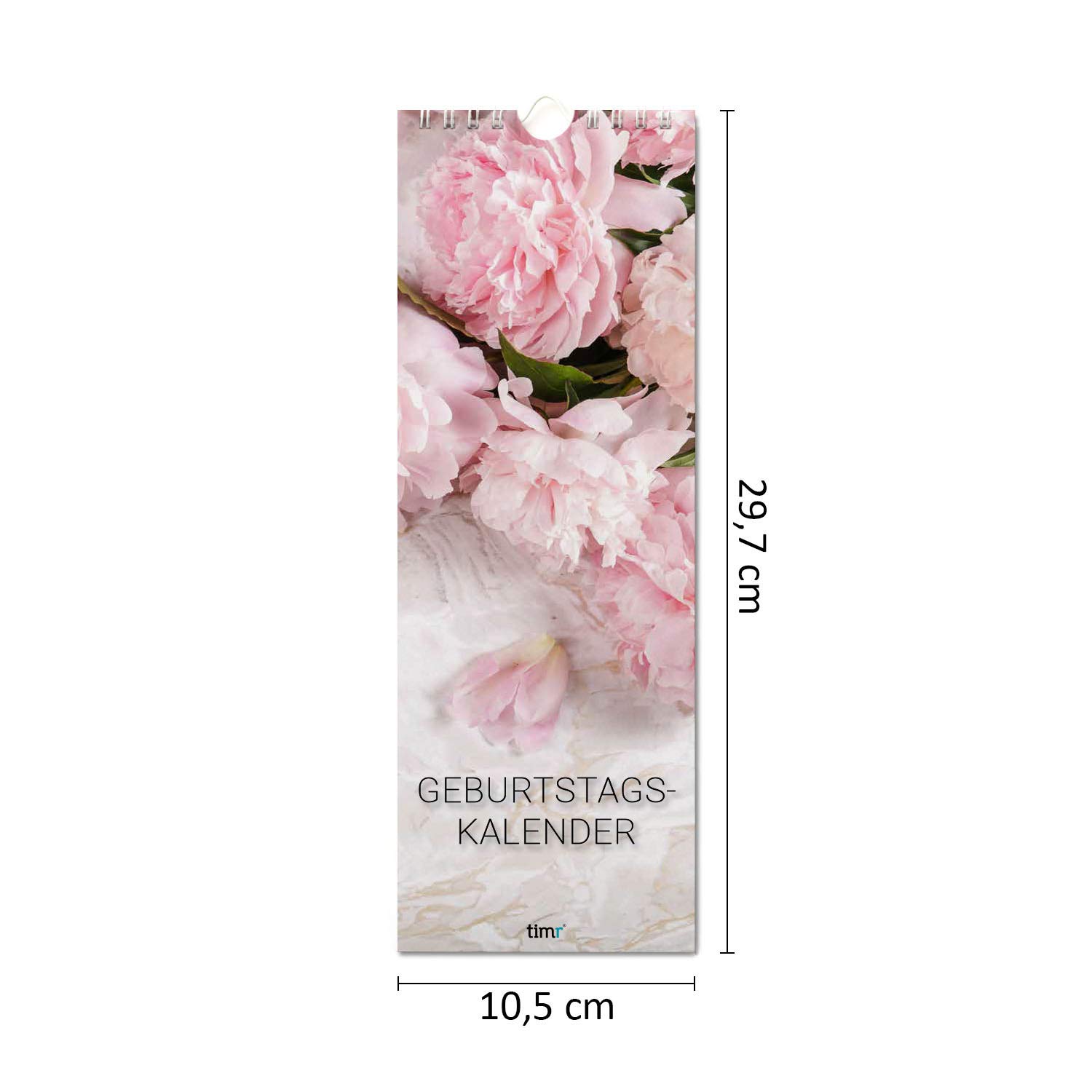 Younikat Calendario De Cumpleaños, Independientemente Del Año, Con Espiral, Calendario Perpetuo De 10,5 X 29,7 Cm, Calendario Permanente De Rosas Sin
