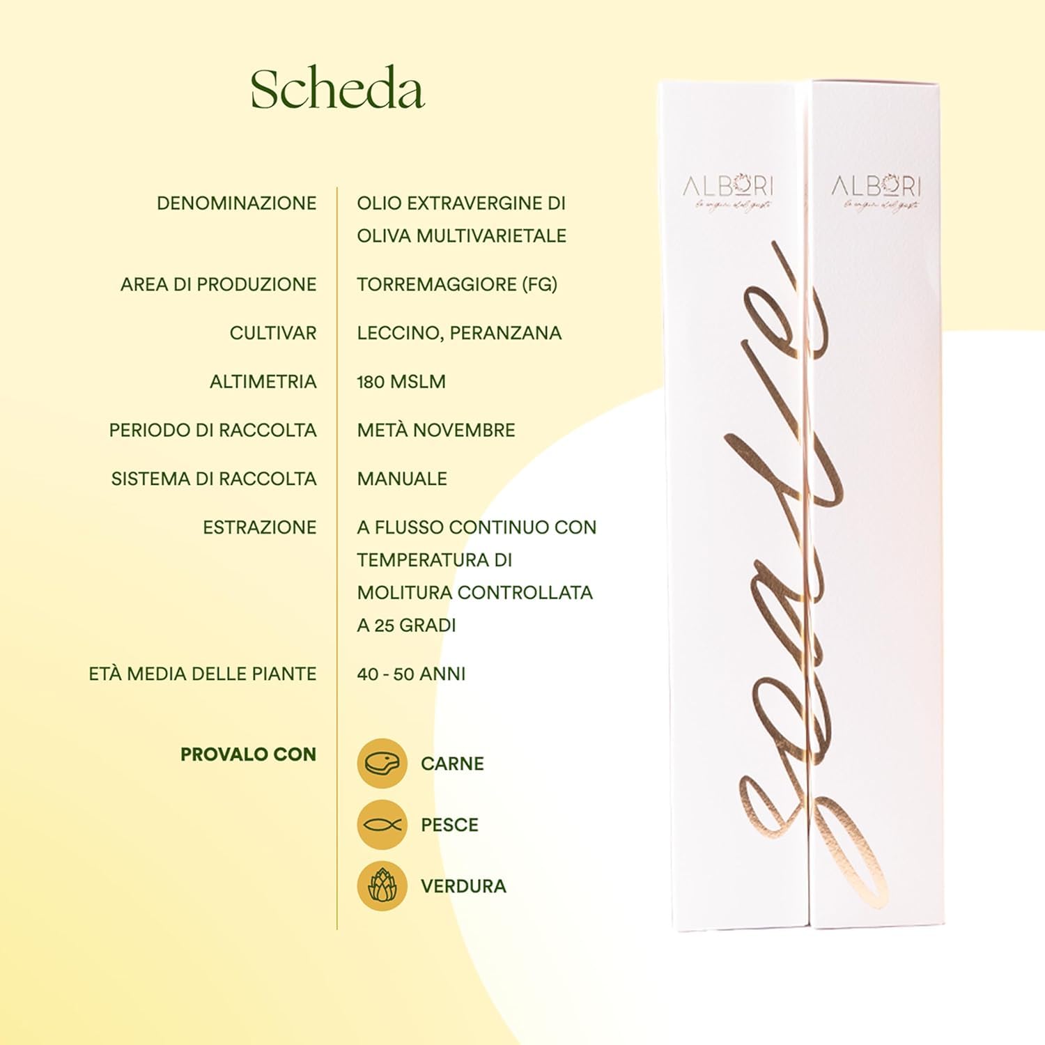 ALBORI Soave - Olio Extravergine di Oliva Italiano 5 Litri NUOVO 2025/2026 Estratto Freddo, Olio di Oliva con Olive Leccino e Peranzana Delicato per Pesce, Carne, Verdura, Box con Versatore Antispreco