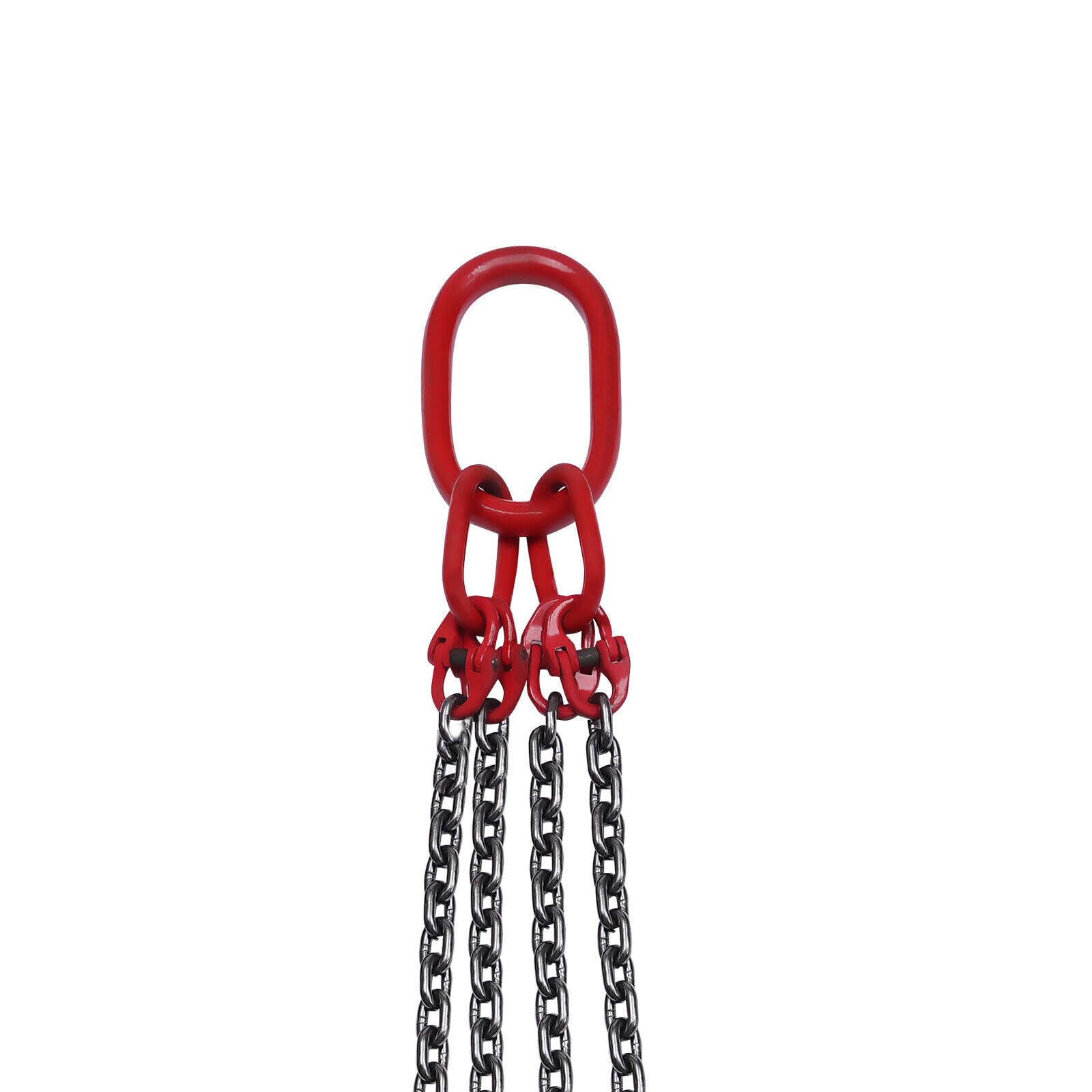 Cadena de 1,5 m, 5 t Wiefiche, cadena de top, cadena elevadora con cuatro patas, cadena de carga pesada, eslinga de elevación, transporte de cargas para puertos, construcción, minería, tubos de acero,