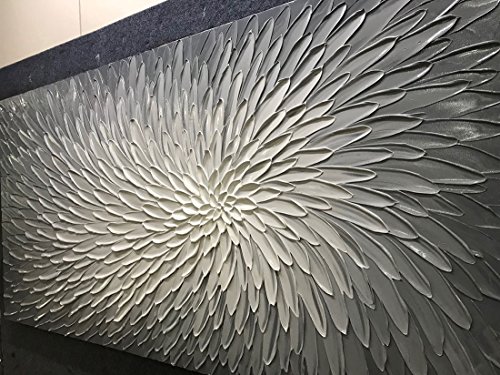 Amei Art Paintings, 24X48 Inch Paintings Oil Hand Painting 3D Hand-Painted On Canvas Abstract Artwork Art Wood Inside Framed Hanging Wall Decoration Textured Abstract Oil Painting (Elegant Gray)