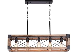 Farmhouse Style 5-Light Dining Room Chandelier with Solid Wood
