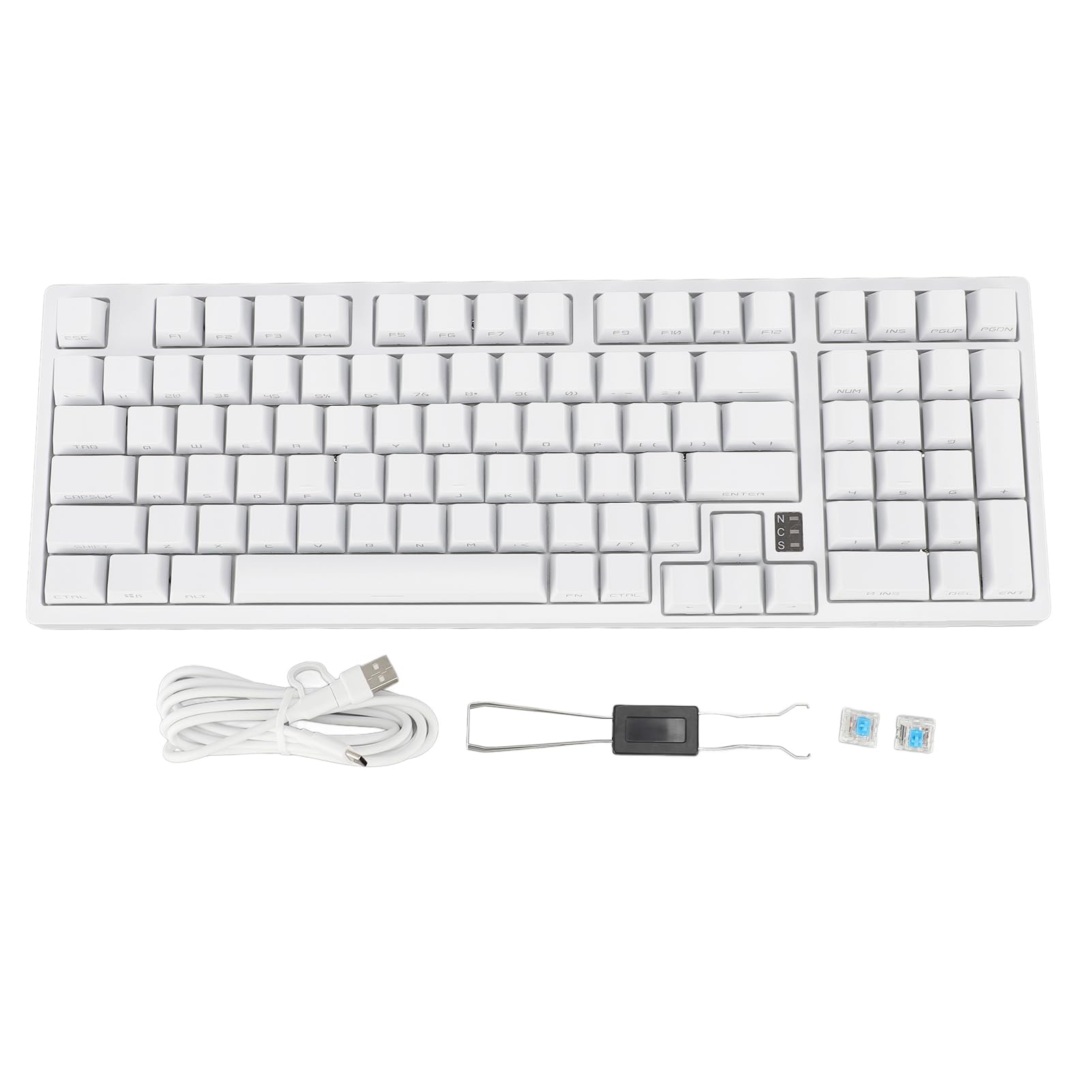 Tastiera da Gioco Meccanica Wireless con Luci RGB per Appassionati Portatile 98 Tasti Bianca Tipo C