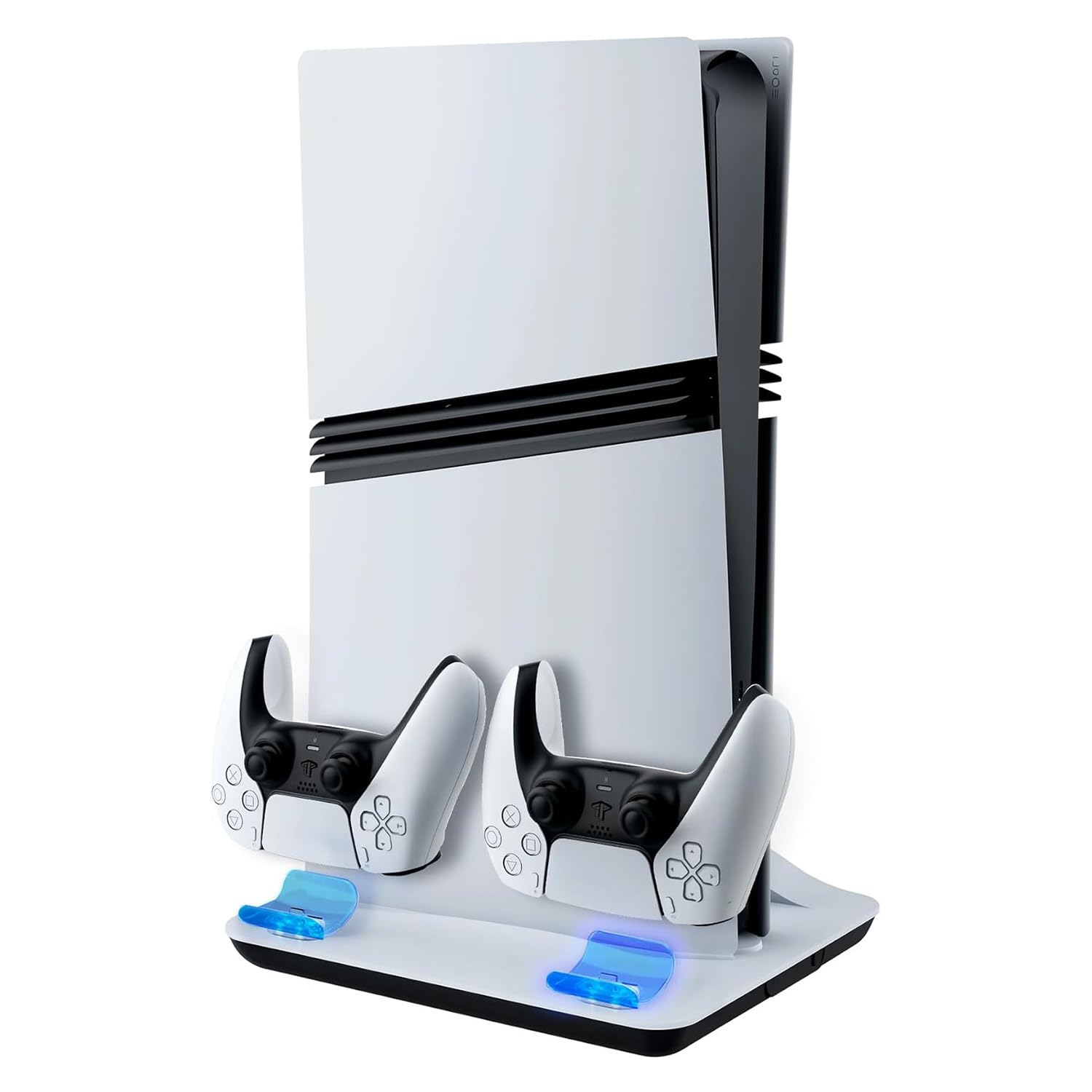 Mcbazel Supporto di Raffreddamento con Dock di Ricarica per Console PS5/PS5 Slim/PS5 Pro, Ventole a Velocità Multipla con Luci LED, Caricatore Doppio per Controller, Base per Edizione Disc/Digitale