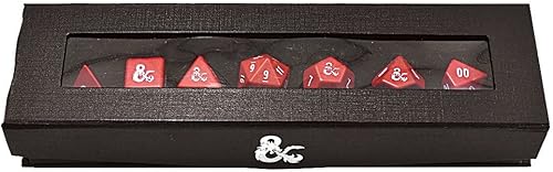 Juego de dados RPG de metal pesado rojo y blanco para Calabozos y Dragones