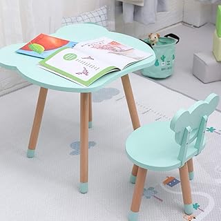 Juego de mesa y silla para niños, mesa y silla de estudio multifuncional para niños, mesa de oso de dibujos animados antideslizante creativa, utilizada para leer, comer, juegos, carga fuerte/V