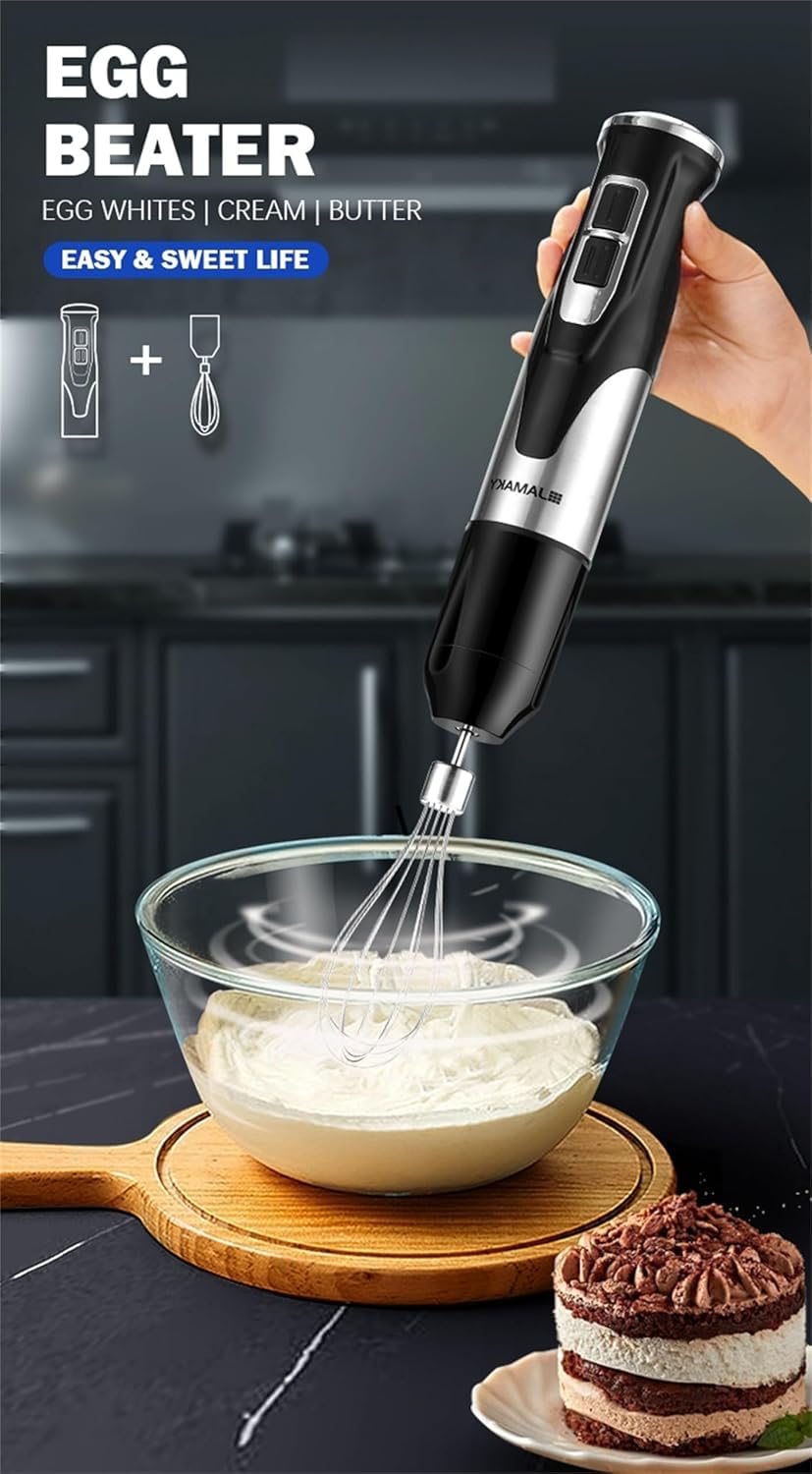 Batidora De Mano, Batidora De Mano 4 En 1 2000w, 2 Velocidades De Licuado, Cuchillas De Acero Inoxidable 304, Vaso De Precipitados De Plástico Sin Bpa, para Comida para Bebés, Batidos, Sopa