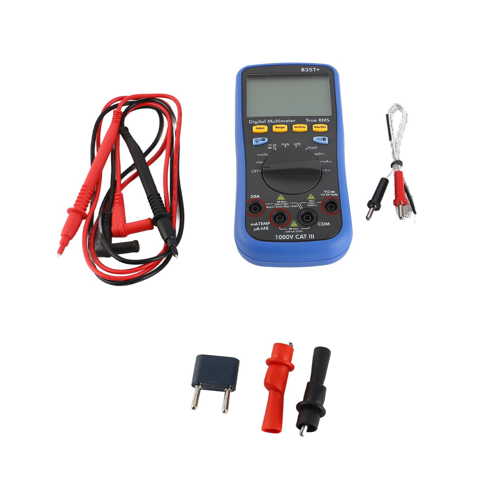 Digitalmultimeter 6000 Counts True RMS AC DC Spannung Stromwiderstandstester mit Bluetooth-Konnektivität, Offline-Datenaufzeichnung und K-Typ-Thermoelement-Temperatursensor –