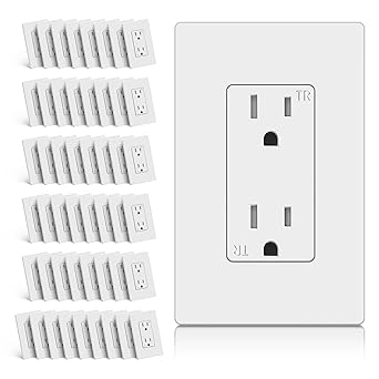 (50 Pack) CML Decor Recetpacle Outlet, Tamper Resistant, 15A/125V, Screwless Wallplate Included, 3-Year Warranty, UL Listed, White