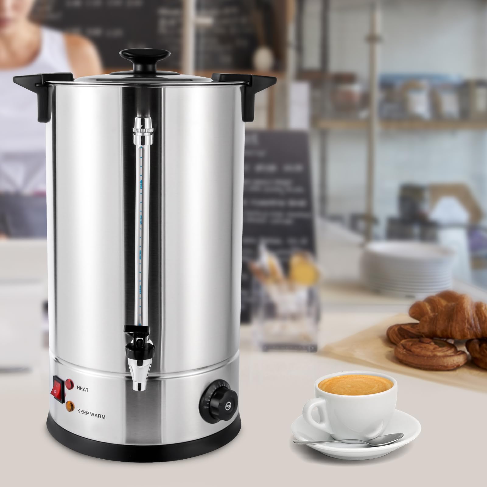 Coffee Tea Urn, 15L/3.96gal Premium Commercial Coffee Urn Stainless Steel Coffee Dispenser Coffee Maker Machine 1400W for Home Party Office Wedding
