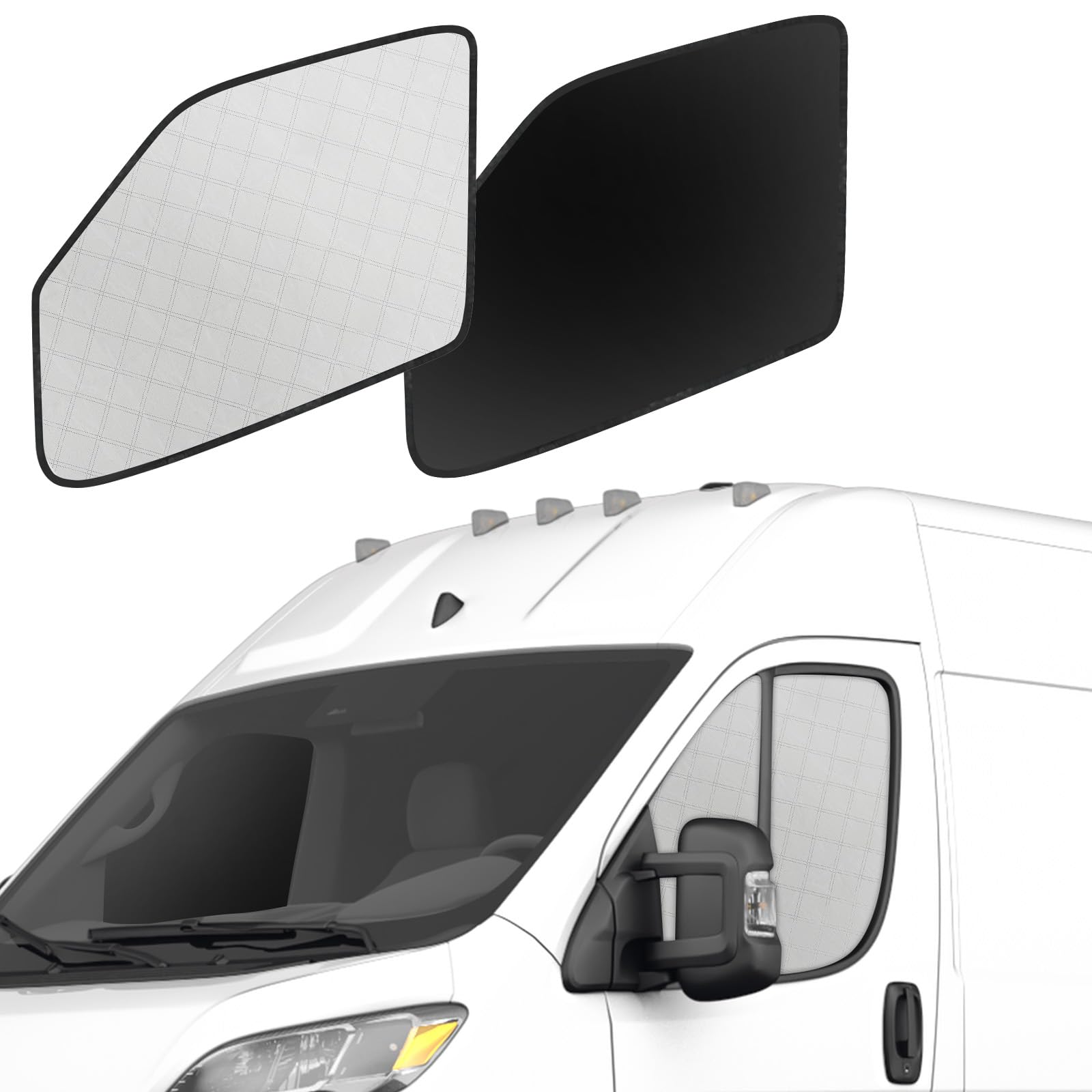 Magnetische Sonnenschutz Seitenfenster Ersatz für FIAT Ducato 2006-2026 | 2PCS Luxus Seitenfensterschutz Ersatz für Peugeot Boxer/Citroen Jumper, Faltbar Sonnenschirm UV Schutz Reflektierender