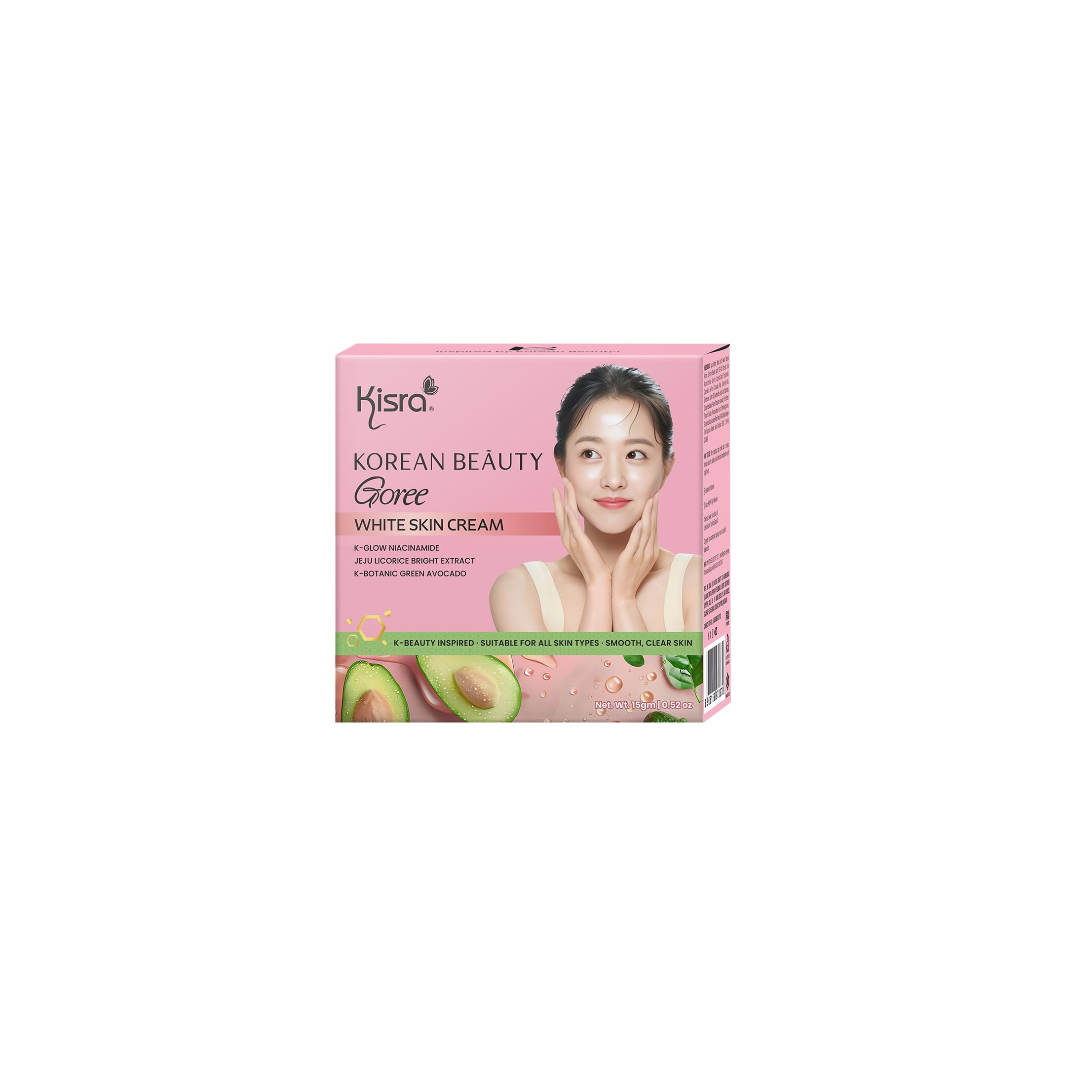 Kisra Korean Beauty Goree White Skin Cream - Instant Glass Skin Glow with Niacinamide, Kojic Acid & Jeju Licorice - Dark Spot Reduction & Pigment Control -15g (Pack of 1)