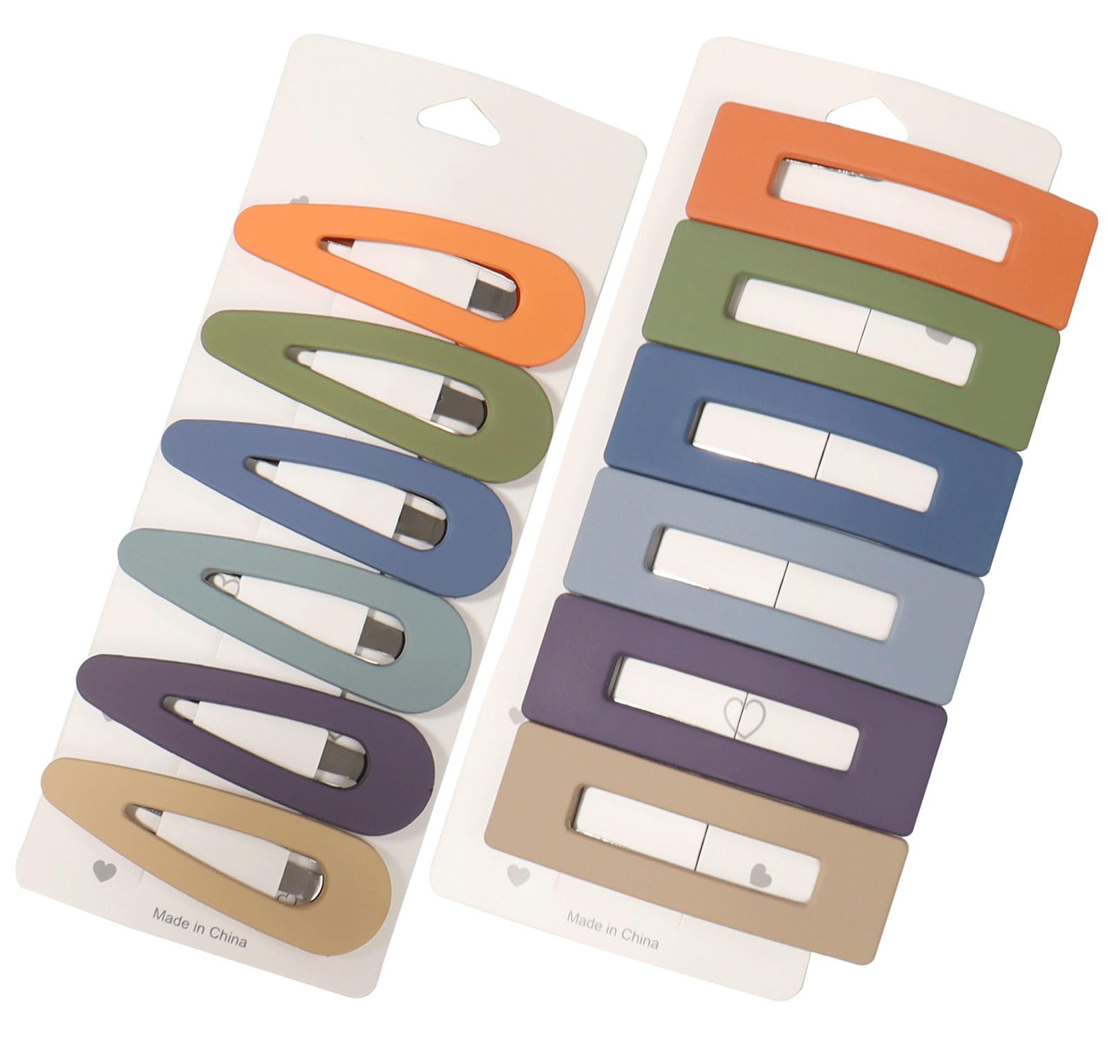 Non Slip Hair Barrettes for Women and Girls, B.PHNE 3 Inch Snap Hair Clips for Thick or Thin Hair, Cute Student Matte Neutral Hair Accessories Metal Acrylic Rectangle and Drop 12 Pack