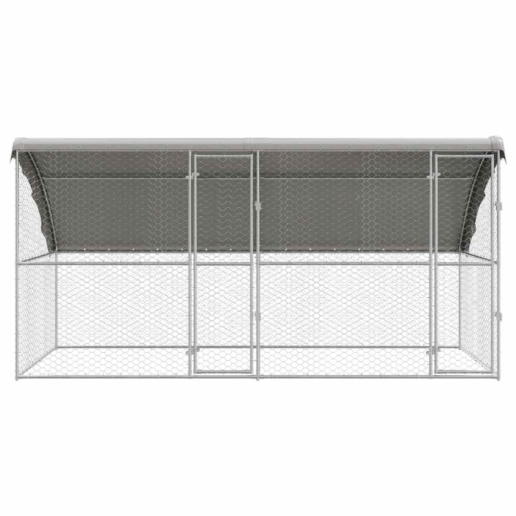 Box per Cani da Esterno, Cuccia Cane Esterno, Gabbia Cani, Cuccia per Cani 2 pz Argento 4x2x2 m Acciaio