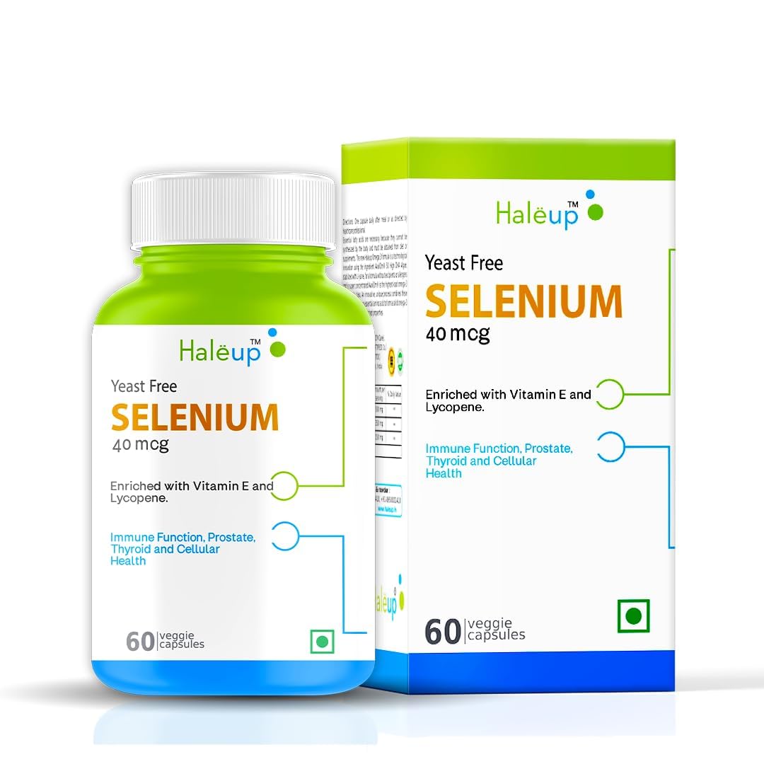 Haleup Selenium 40 mcg || Enriched with Vit E & Lycopene || 60 capsules Supplement || Non-GMO & Gluten Free || (Pack of 1, 60, count)-image-12
